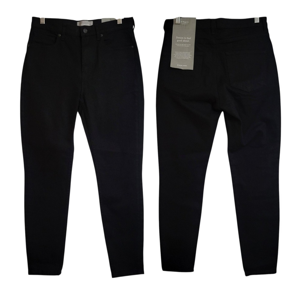 Everlane Womens 29 NWT High Rise Skinny Black Denim Jeans Academia Preppy Fall